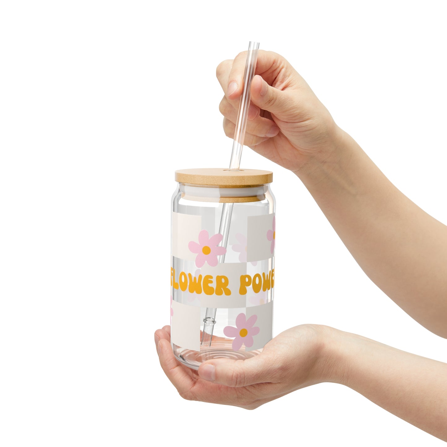 Flower Power Glass Can, 16oz