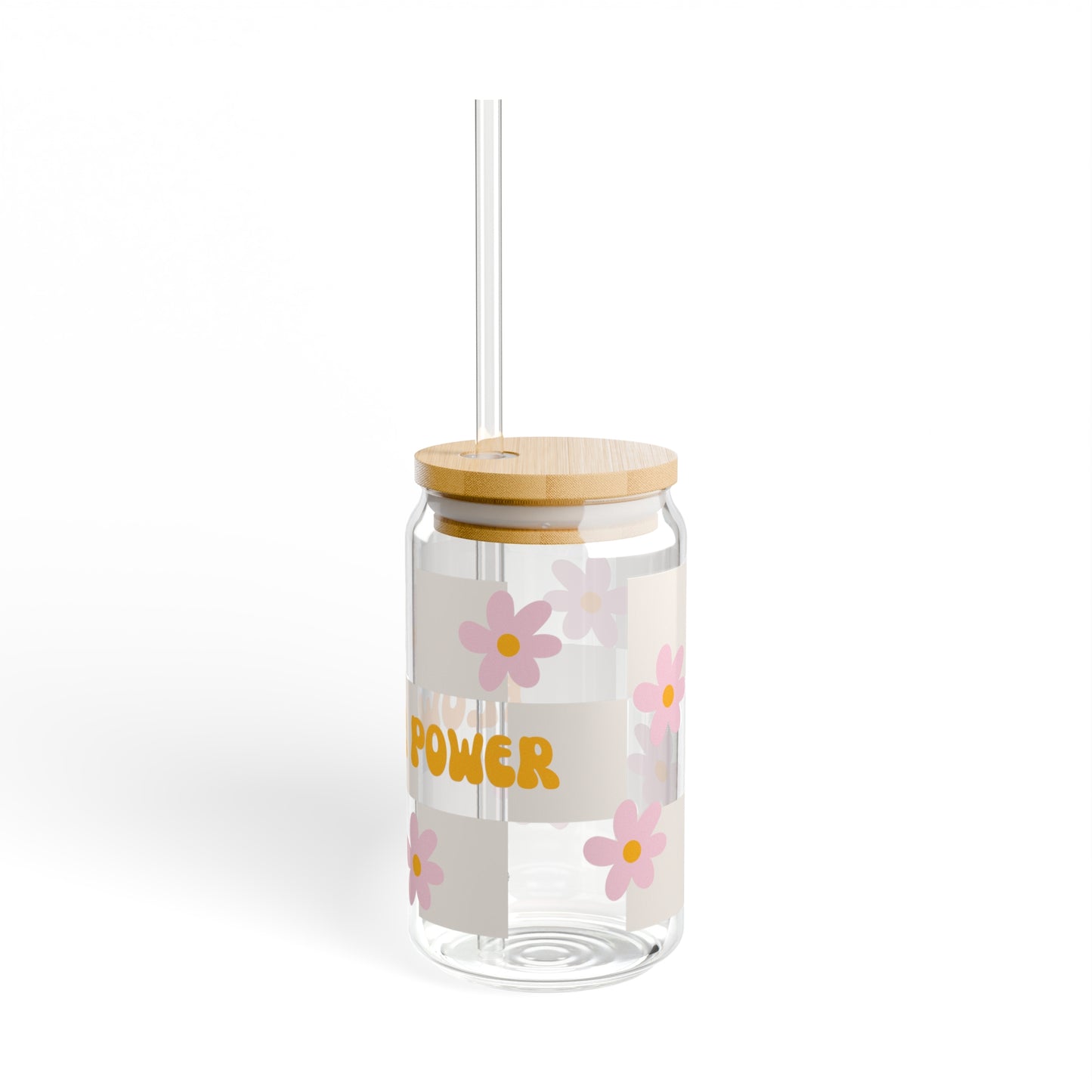 Flower Power Glass Can, 16oz