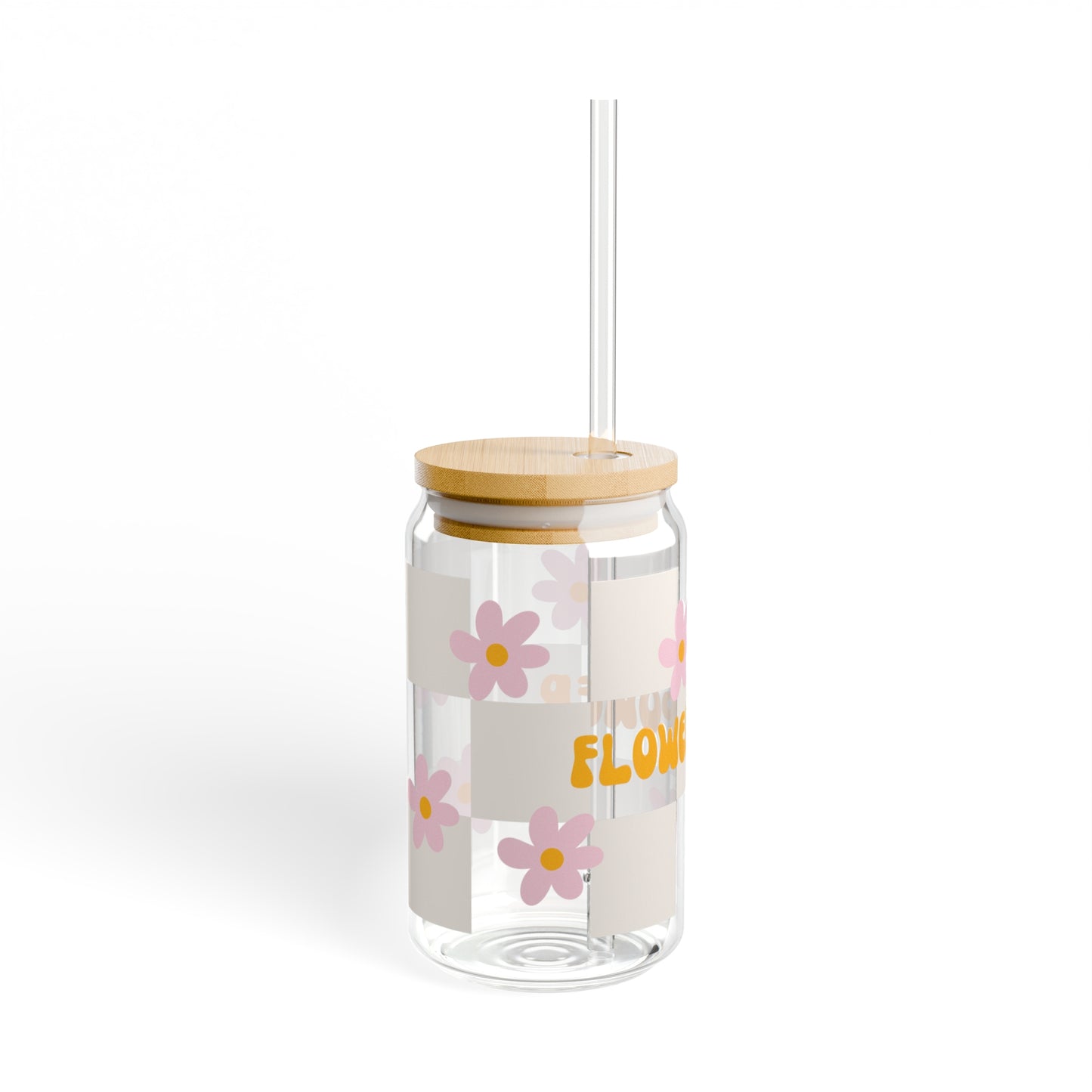 Flower Power Glass Can, 16oz