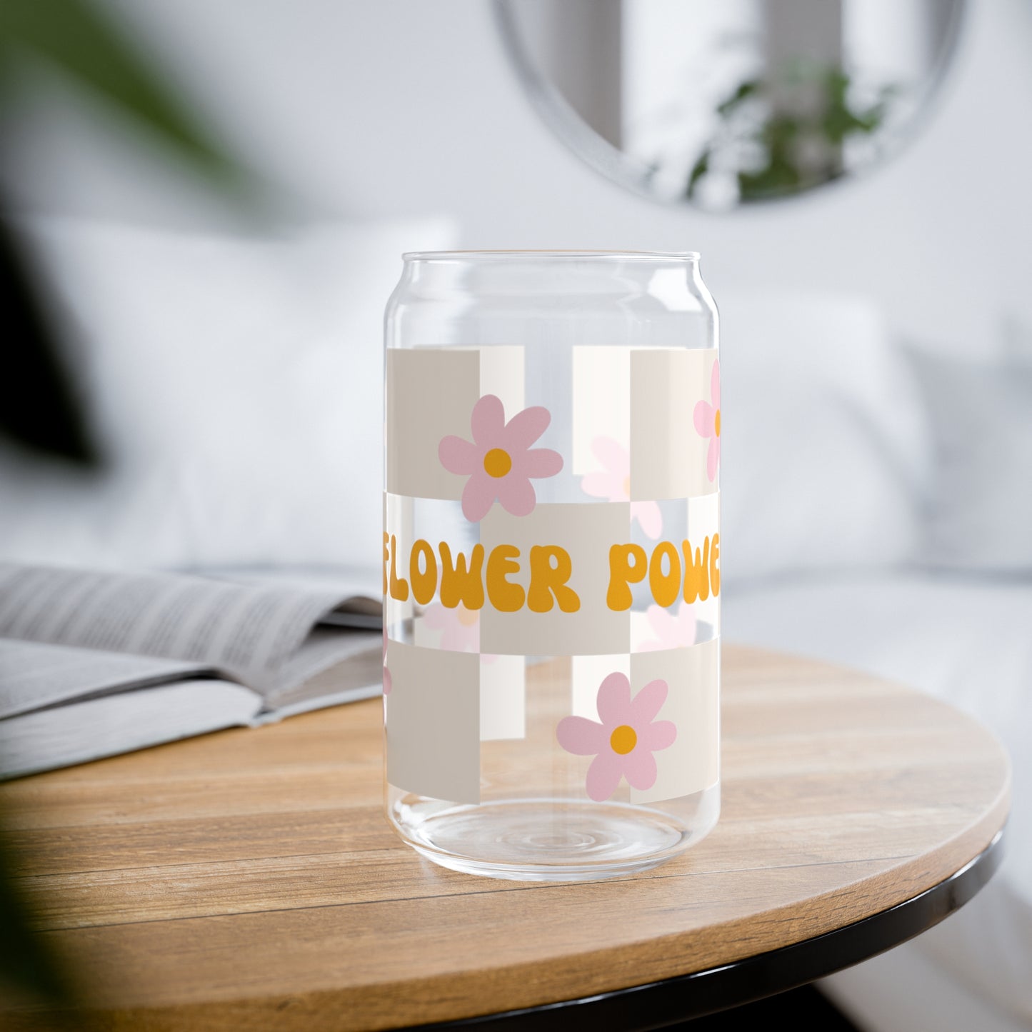 Flower Power Glass Can, 16oz