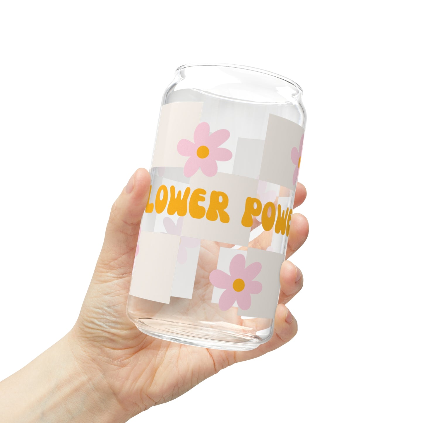 Flower Power Glass Can, 16oz