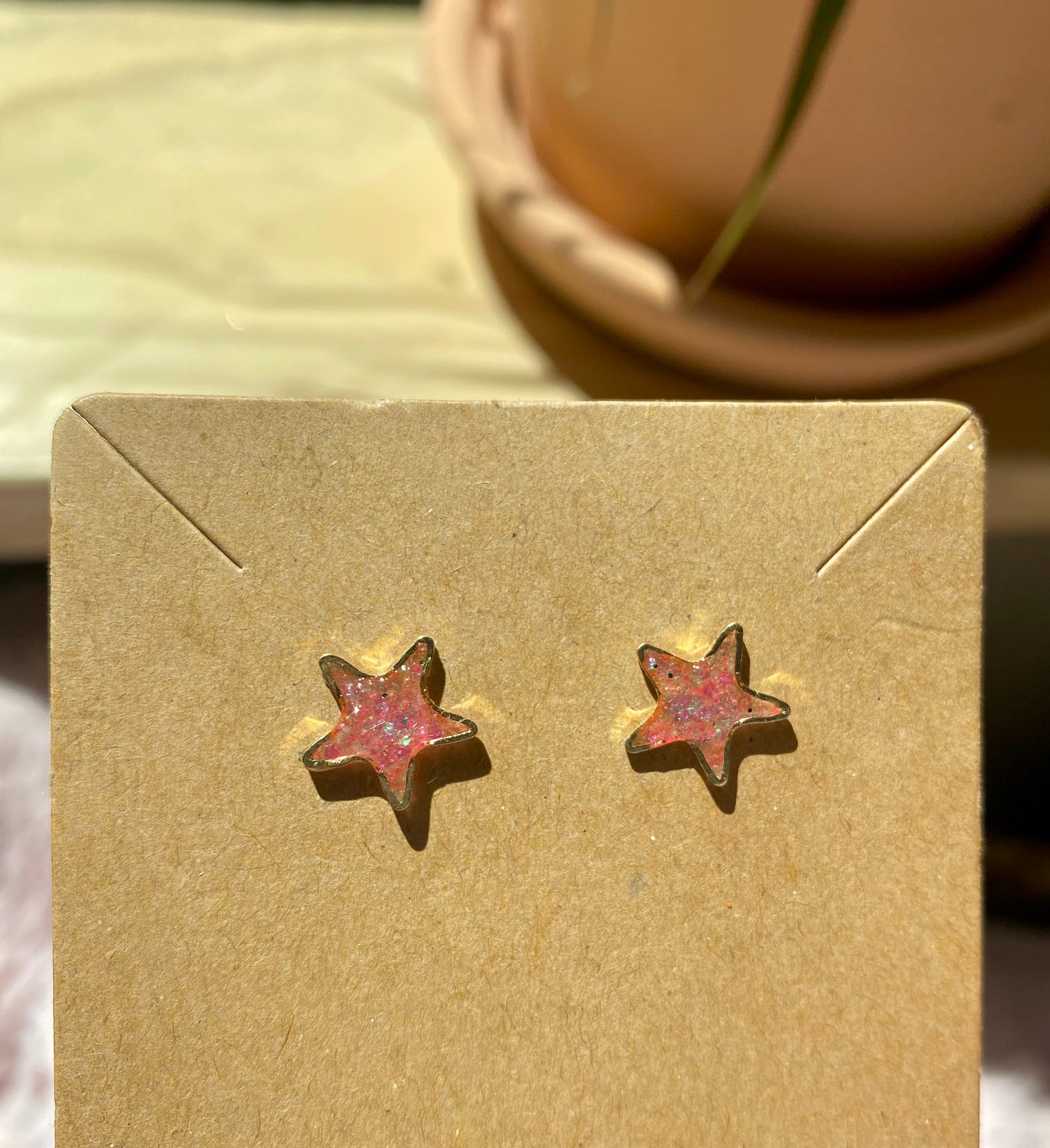 Tiny Pink Glitter Stars