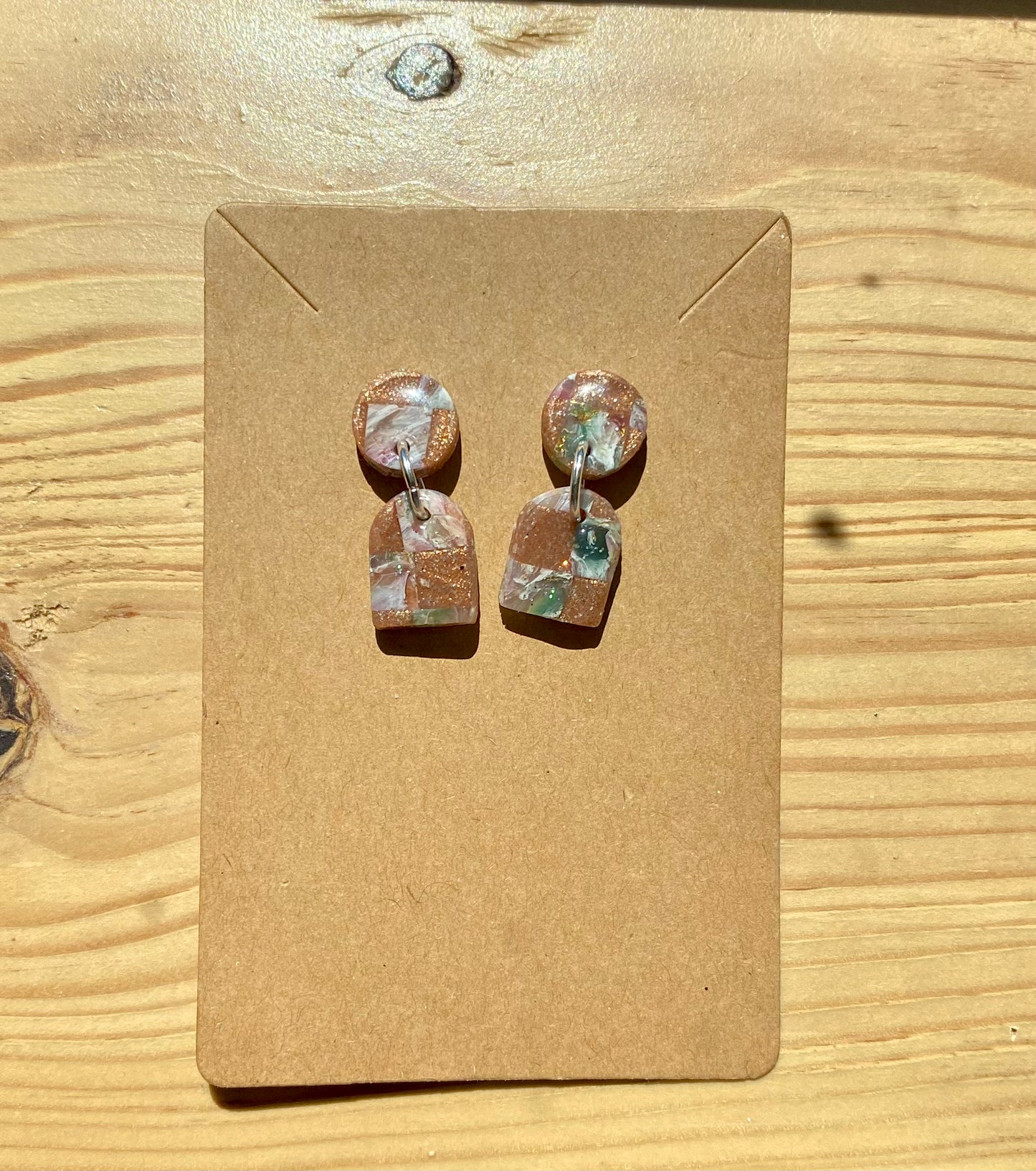 Bronze Glitter Checker Small Dangles
