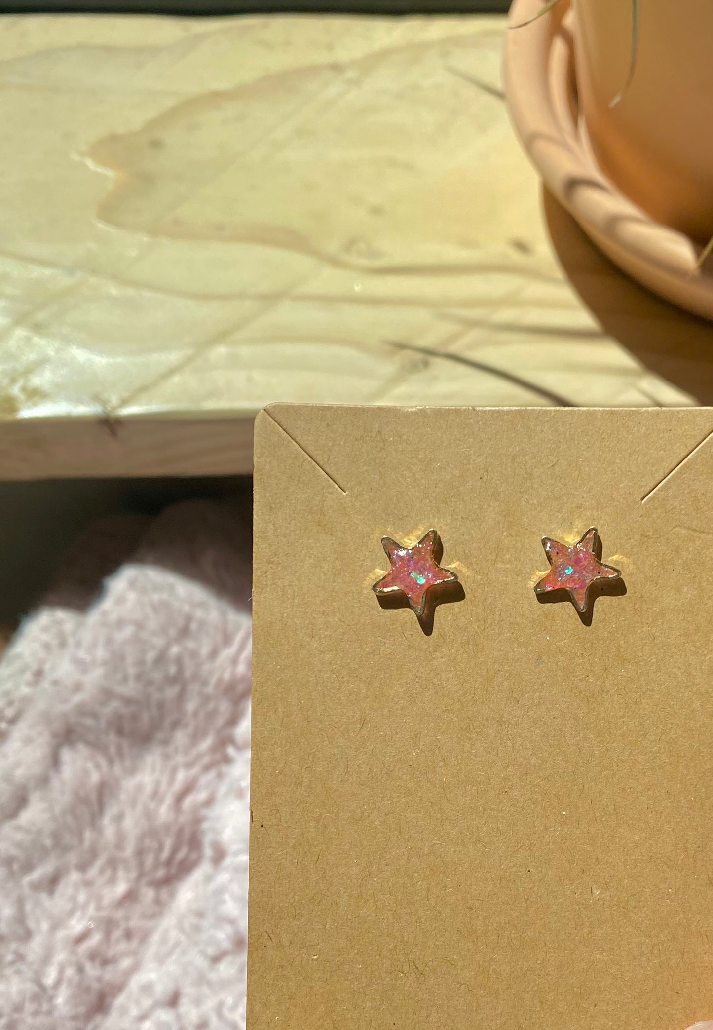 Tiny Pink Glitter Stars