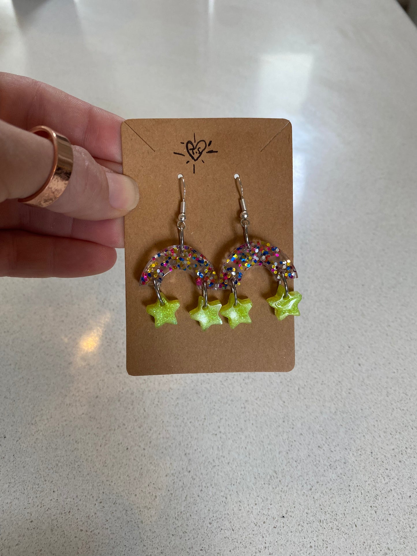 Rainbow and Yellow Star Dangles