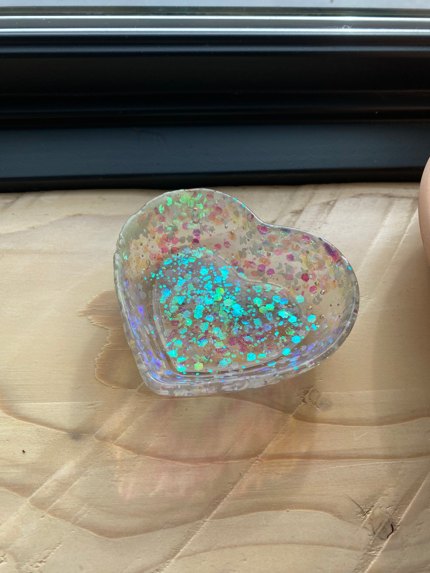 Heart shaped glitter trinket dish
