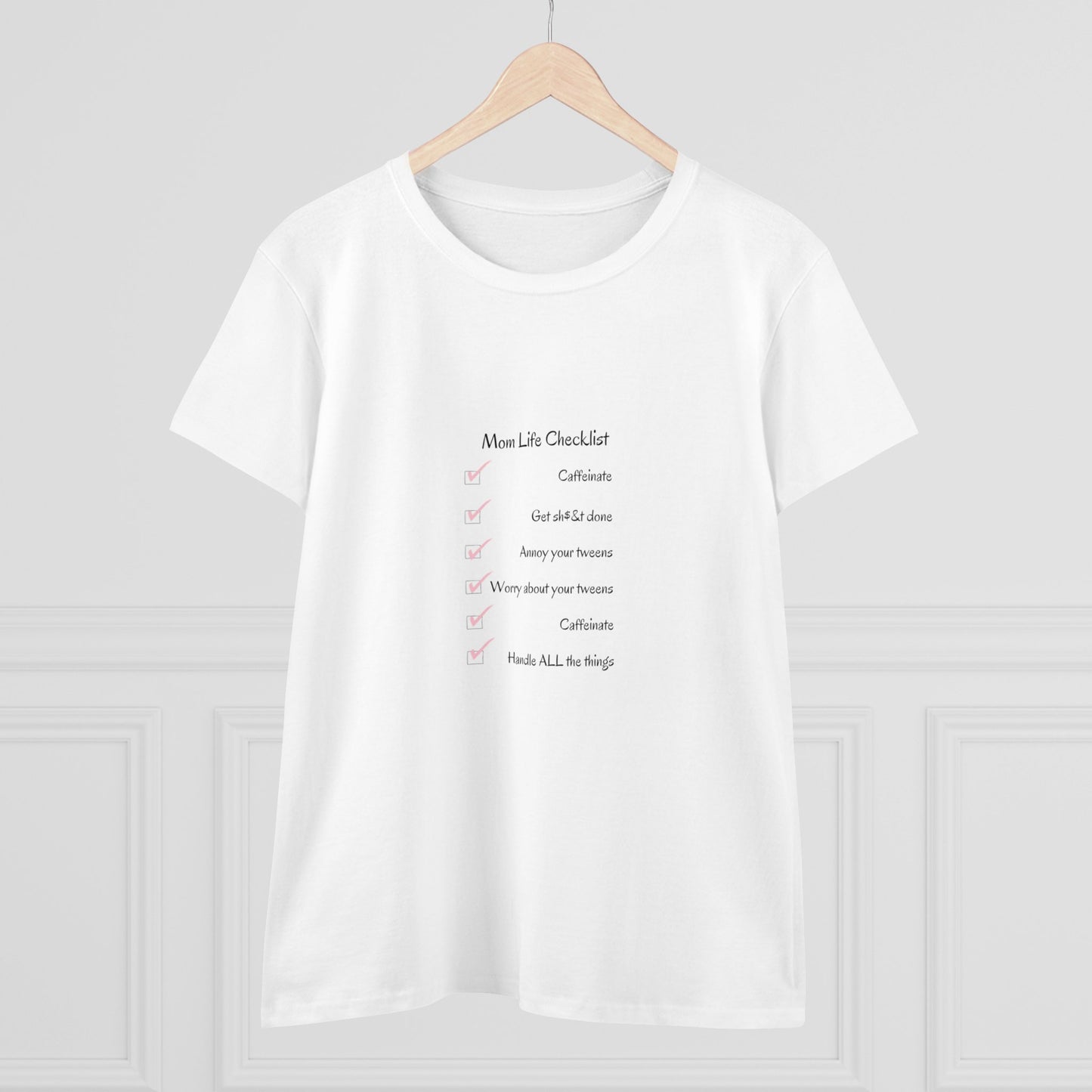 Mom Life Checklist Midweight Cotton Tee