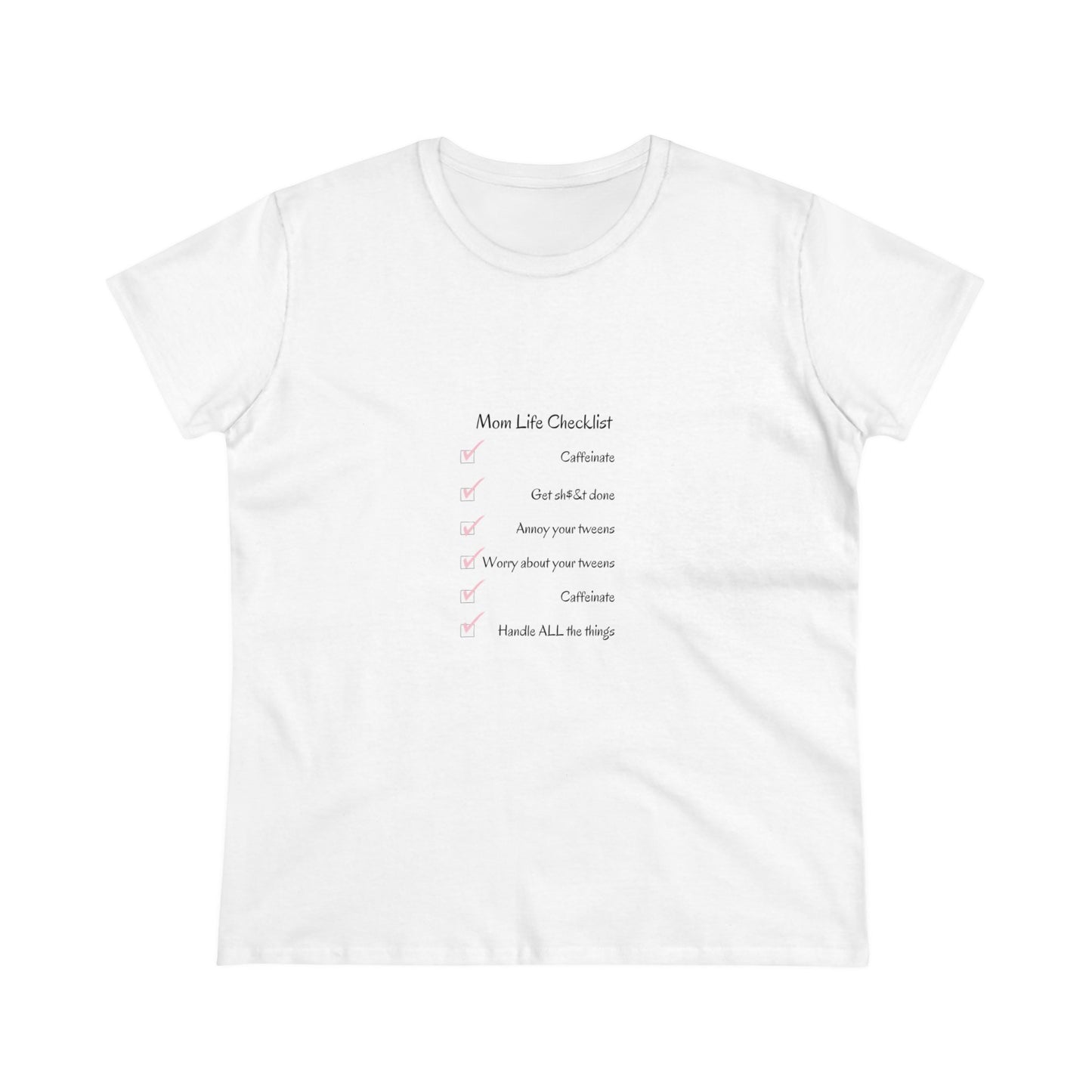 Mom Life Checklist Midweight Cotton Tee