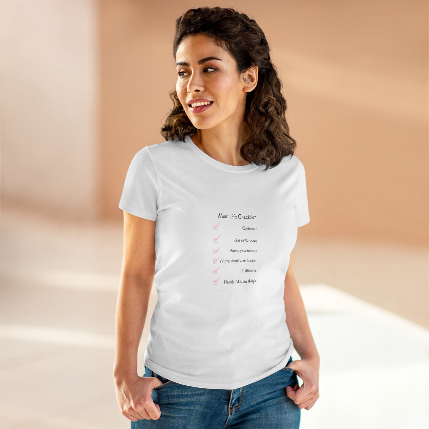 Mom Life Checklist Midweight Cotton Tee