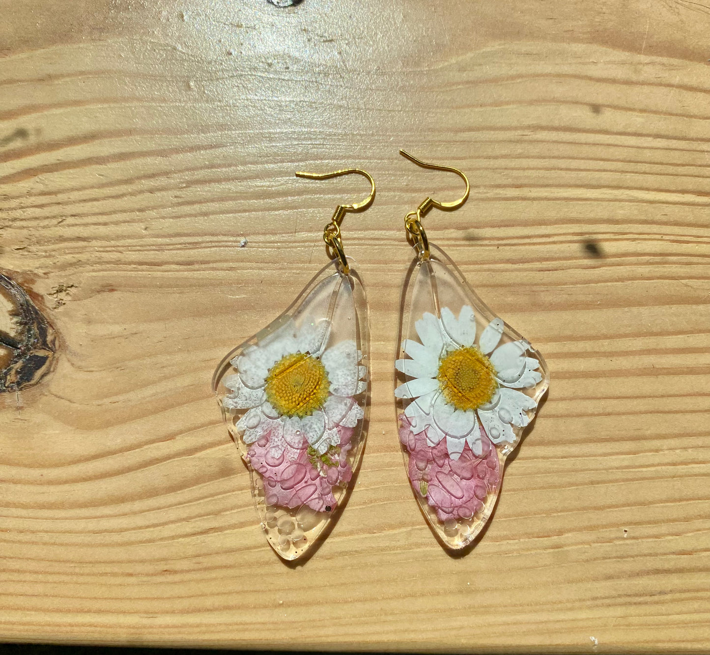 Pink Flower Butterfly Earrings