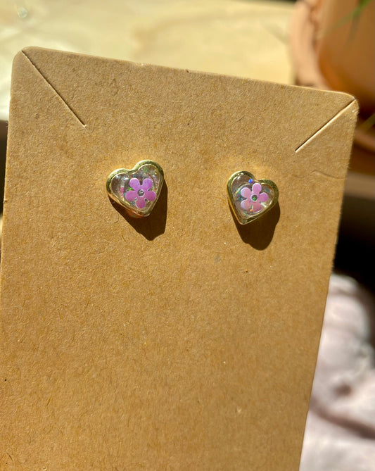 Tiny Purple Flower Studs