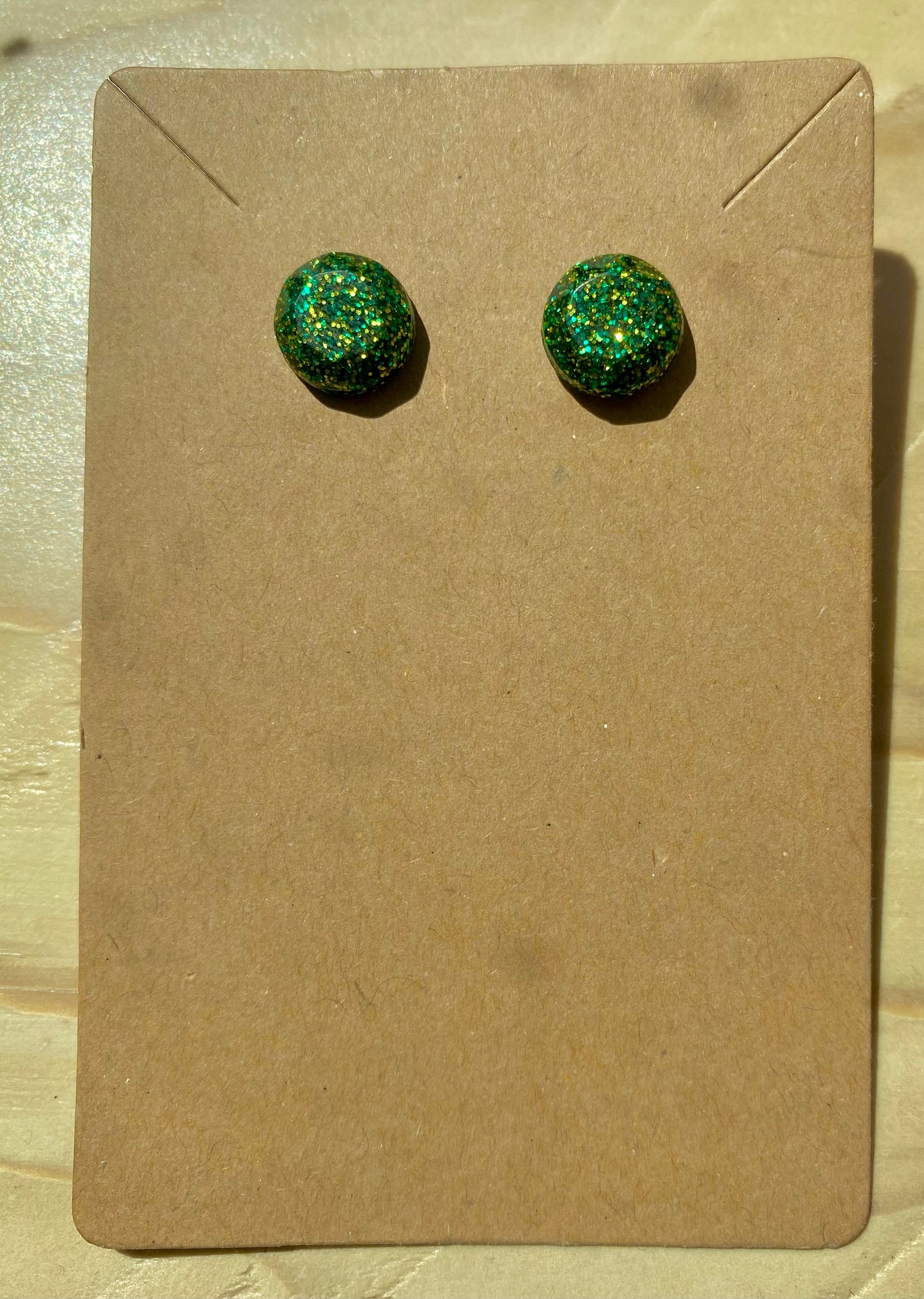 Green Glitter Gemstone studs