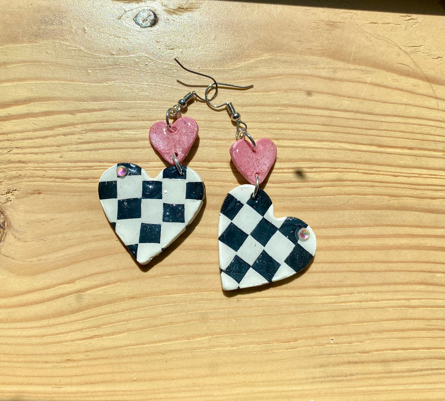 Checkered Hearts Dangles