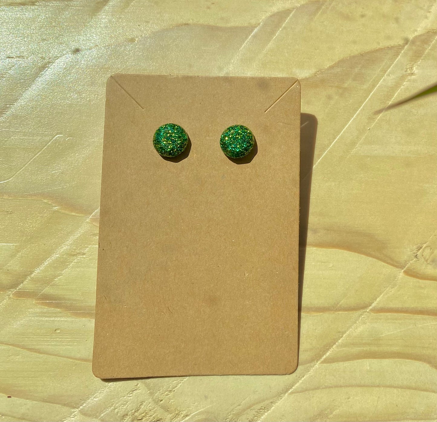 Green Glitter Gemstone studs