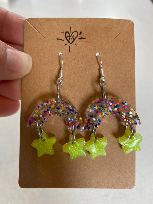 Rainbow and Yellow Star Dangles