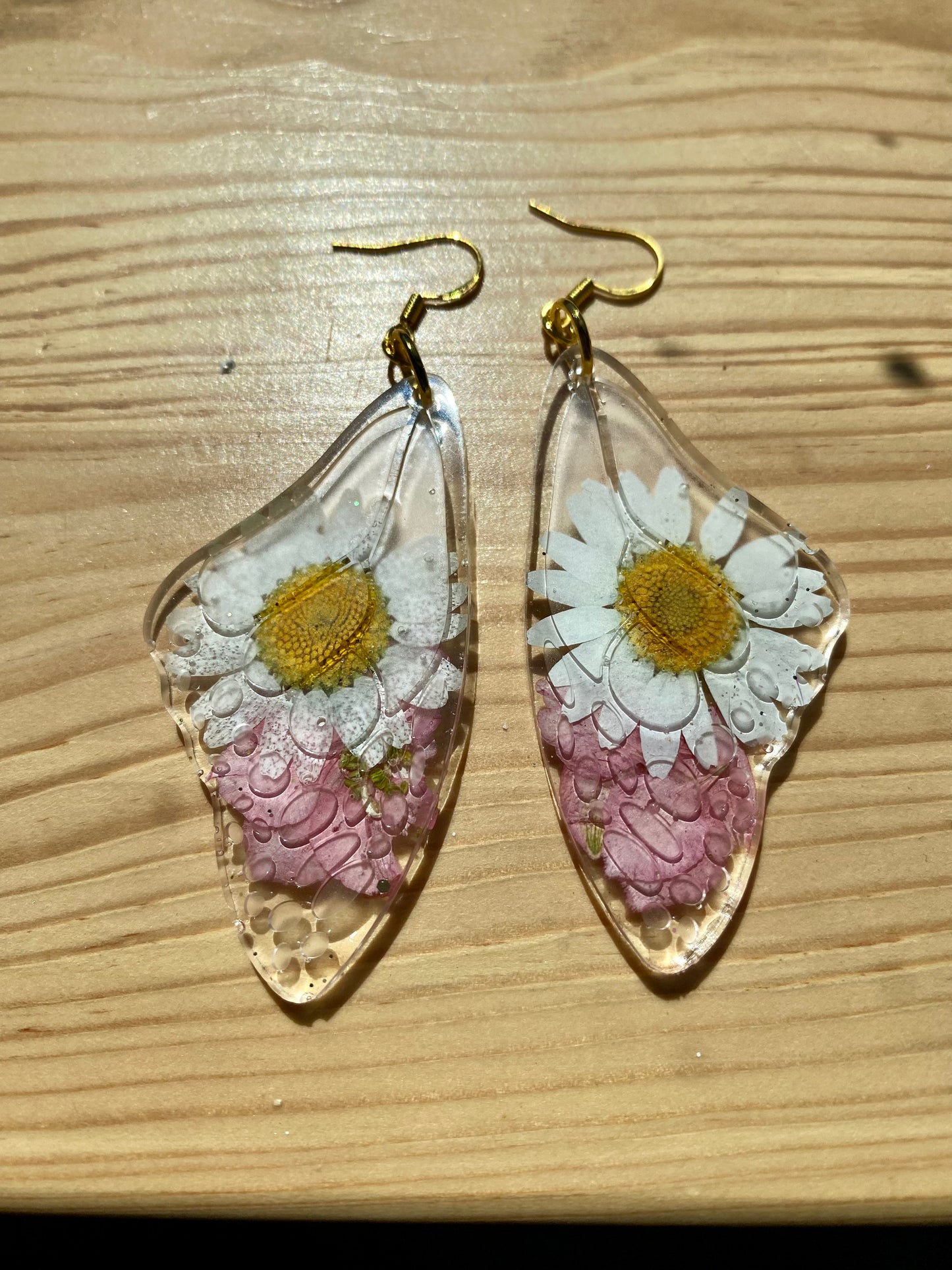 Pink Flower Butterfly Earrings