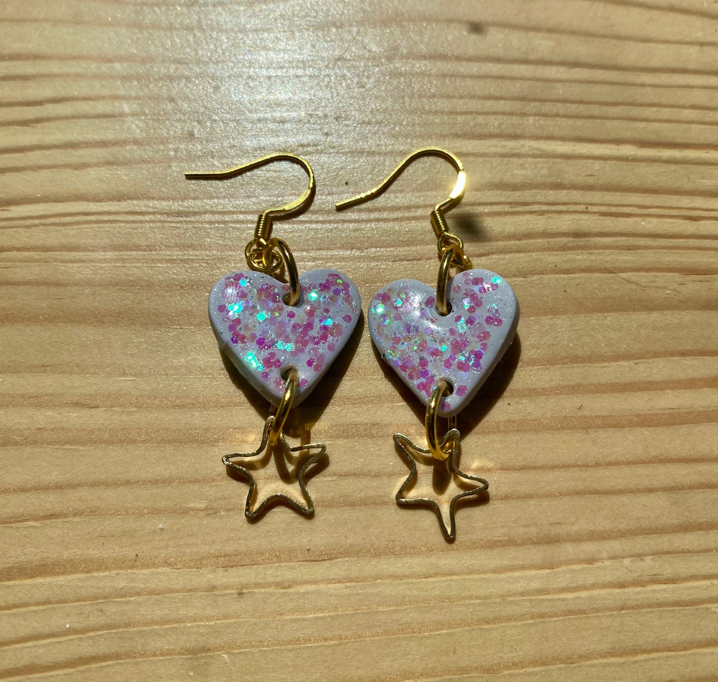 Glitter Heart and Star Small Dangles