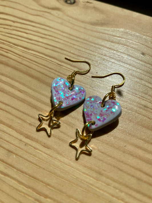 Glitter Heart and Star Small Dangles