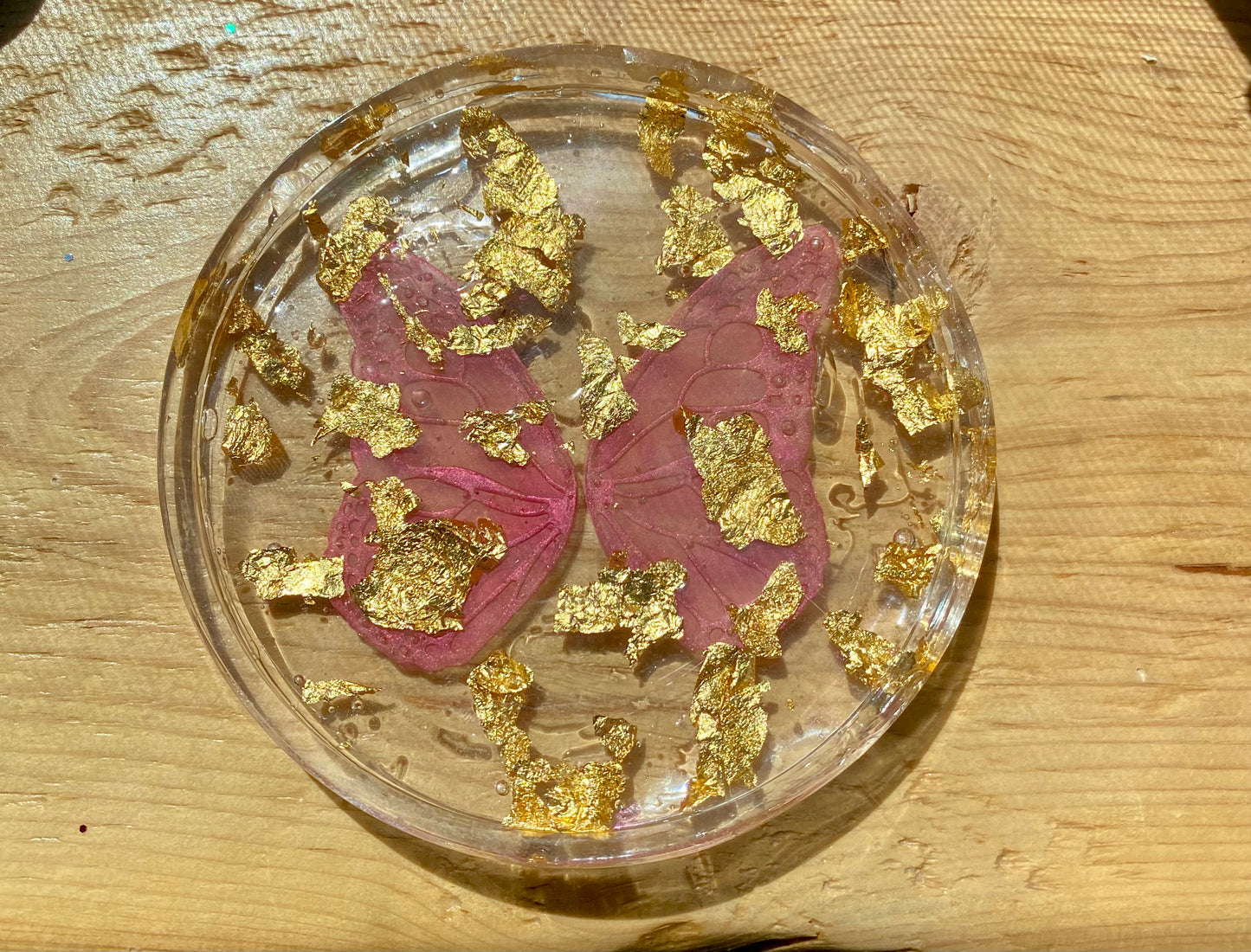 Butterfly and Gold Leaf Coaster