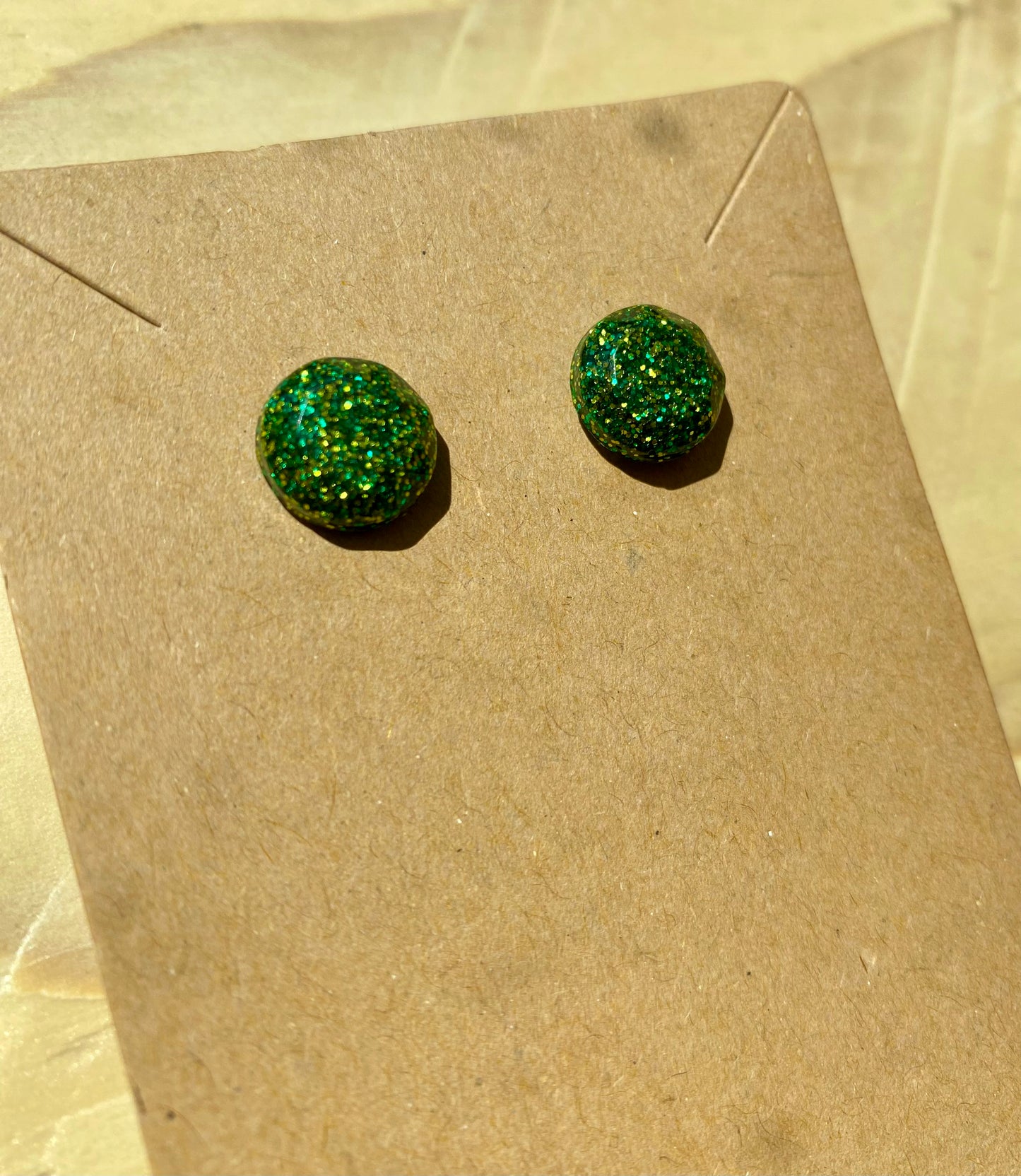 Green Glitter Gemstone studs