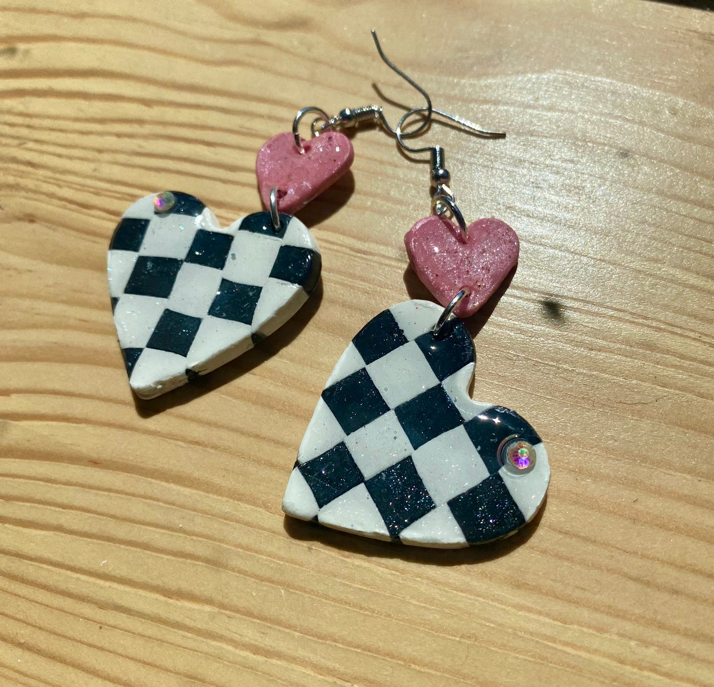 Checkered Hearts Dangles