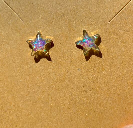 Tiny Iridescent Star Studs