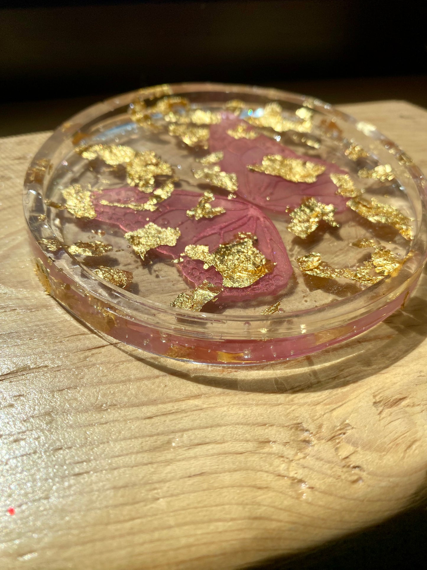 Butterfly and Gold Leaf Coaster