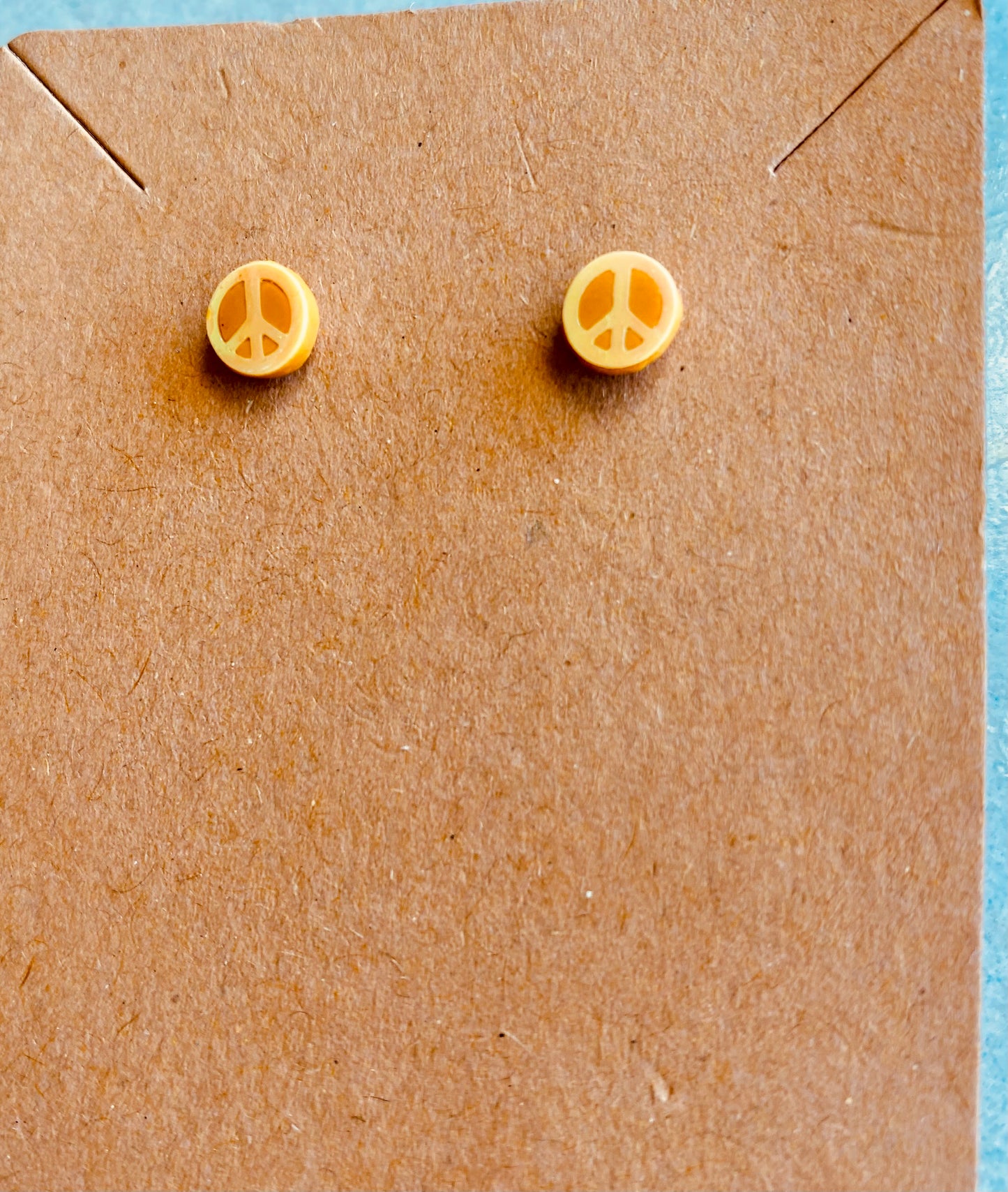 Tiny Peace Sign Studs — yellow