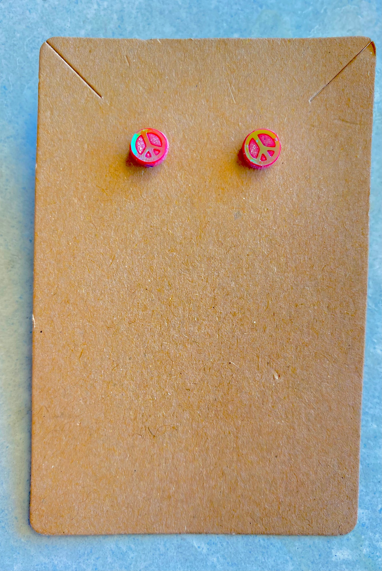 Tiny Peace Sign Studs — pink