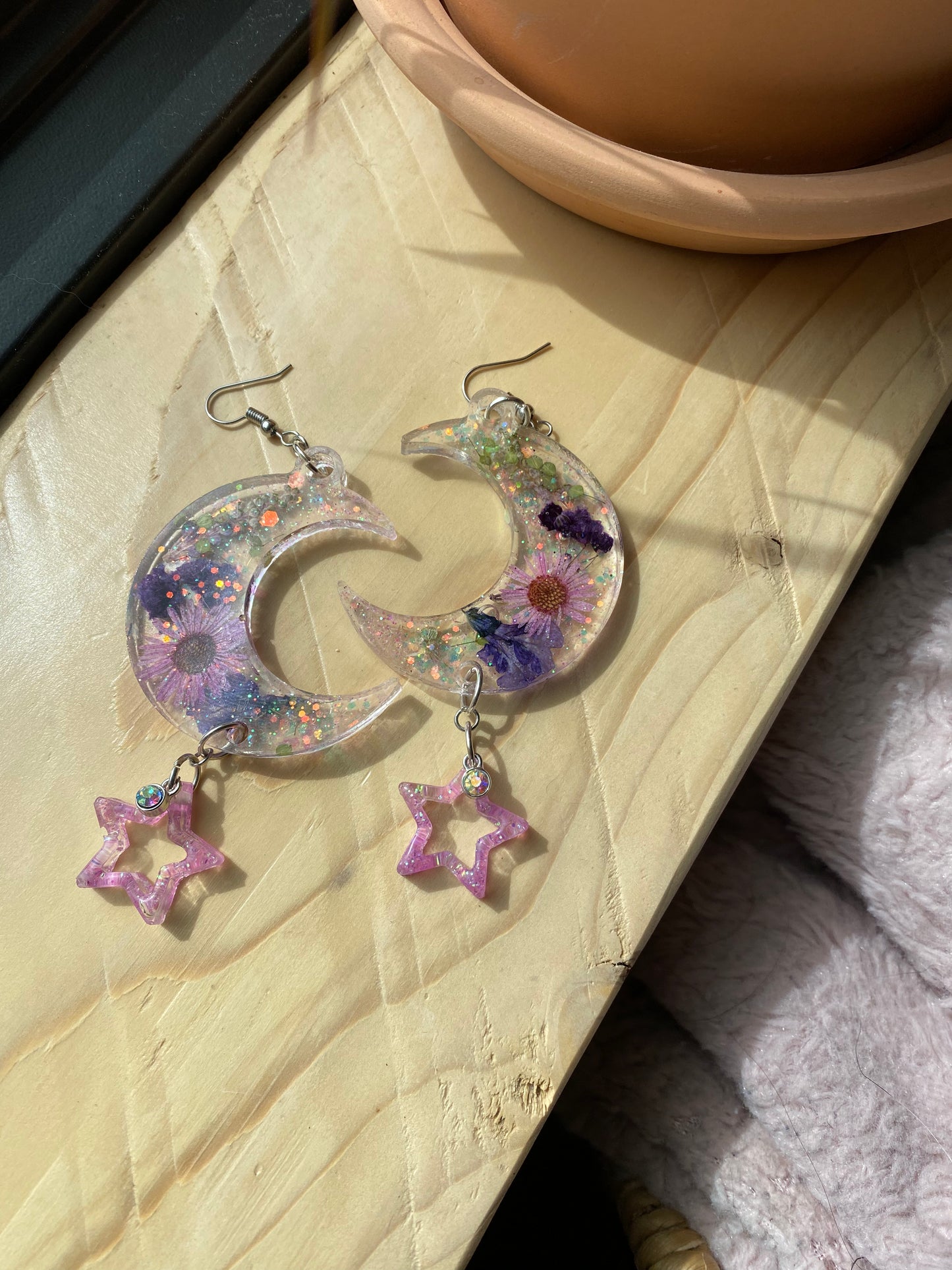 Moon and star earrings