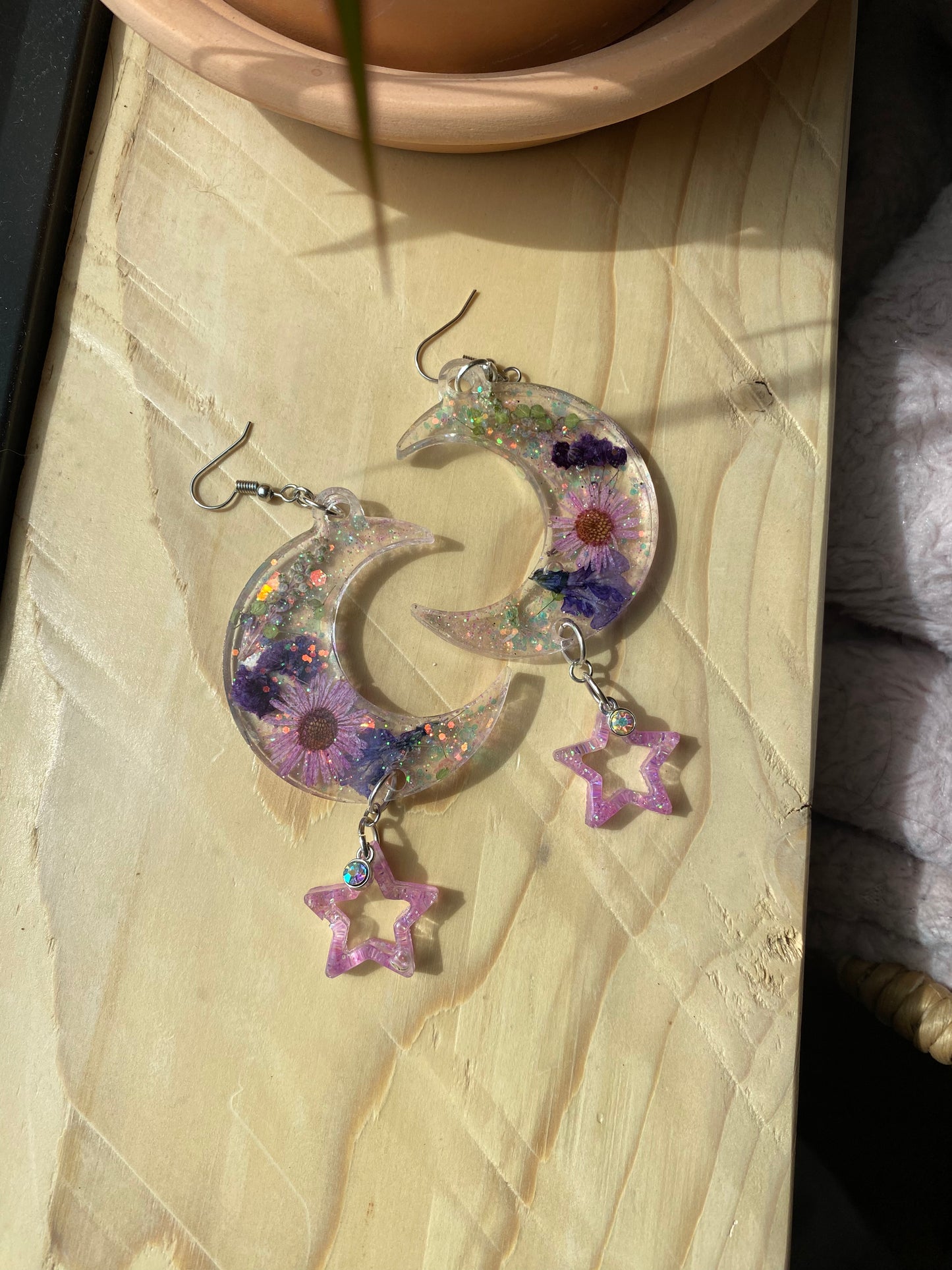 Moon and star earrings