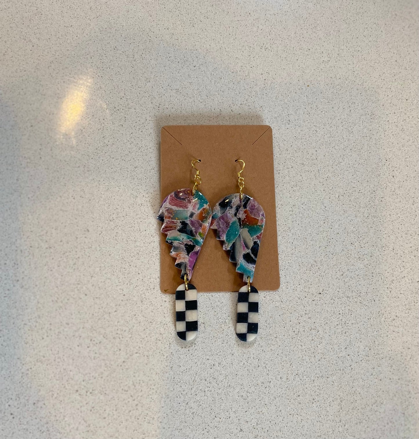 Black and White Checkered Earrings