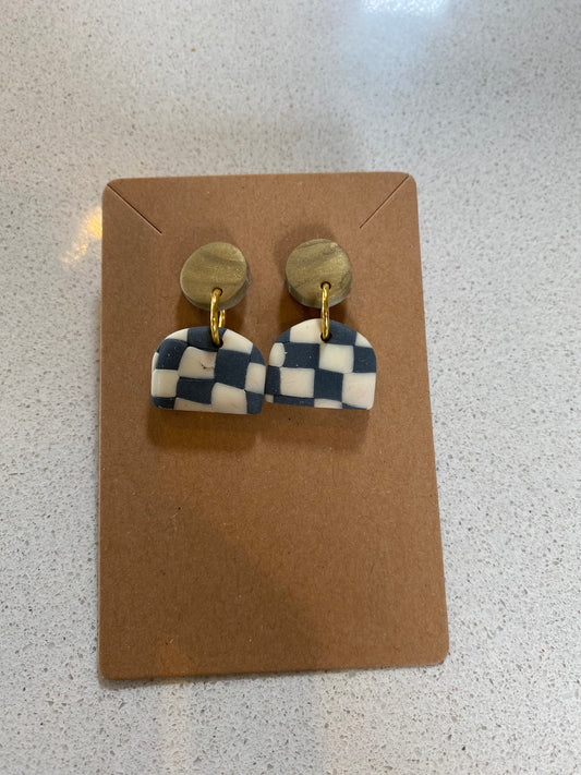 Small Grey and White Checkered Dangles